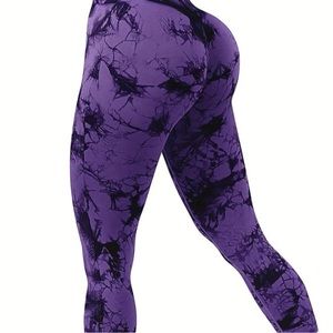 Purple tie-dye tights that make you look like you have a BBL